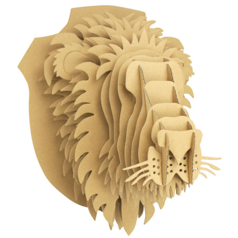 tête de lion en carton recyclé