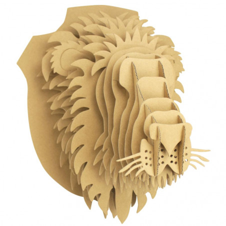 tête de lion en carton recyclé